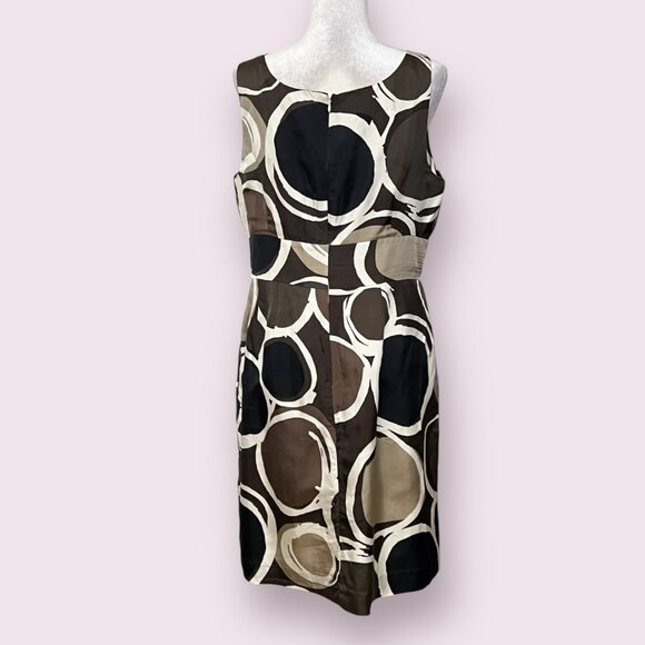 Banana Republic Women’s 14 Silk Blend Sleeveless Dress Brown Black Circle Print - Picture 3 of 11